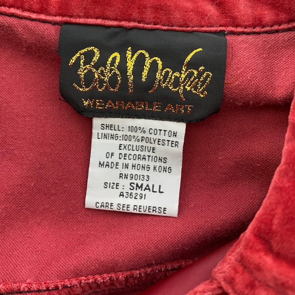 Bob Mackie Wearable Art Red Embroidered Floral Trucker Jacket Womens S Oversized - Picture 3 of 7